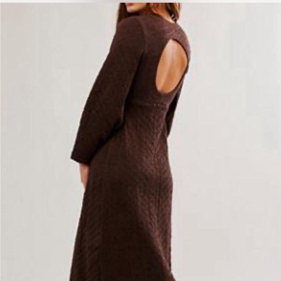 Free People Midi Sweater Dress Gabby Seamless Brown Stretchy Boho - M - Picture 2 of 7